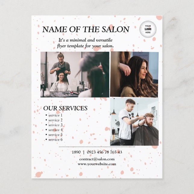 Rosa Spritzer Rosa Minimaler Salon Flyer (Vorne)
