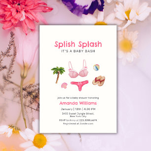 Rosa Spritzerspritzer Strandbumgirl Baby Shower Einladung