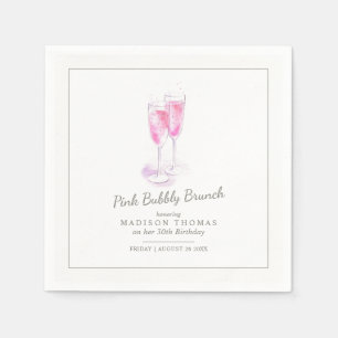Rosa sprudelnder Brunch Champagner Blasen Event Serviette