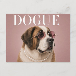 Rosa St.-Bernhard-Hund Covergirl Postkarte