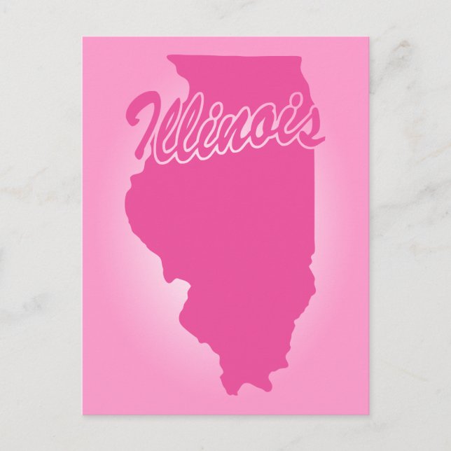 Rosa Staat Illinois Postkarte (Vorderseite)
