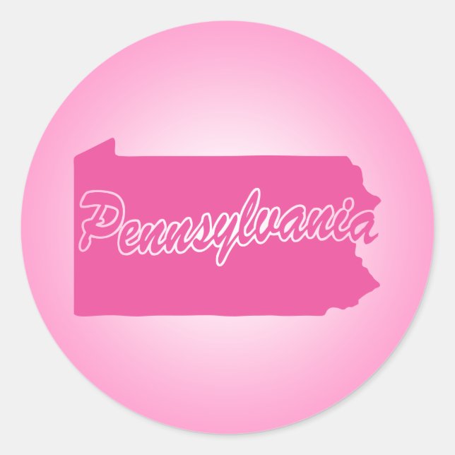 Rosa Staat Pennsylvania Klassischer Rundsticker Runder Aufkleber (Vorderseite)