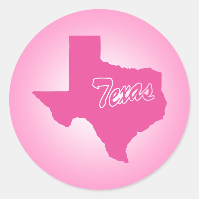 Rosa Staat Texas Klassischer Rundaufkleber Runder Aufkleber (Vorderseite)