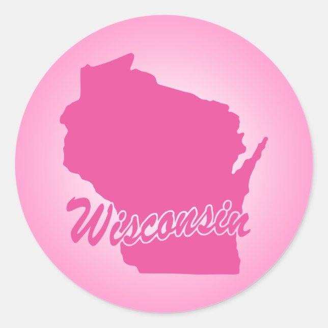 Rosa Staat Wisconsin Klassischer Rundaufkleber Runder Aufkleber (Vorderseite)