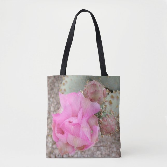Rosa stachelige Birnen-Blüten-Tasche Tasche (Vorderseite)