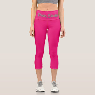 Rosa Stahl Wort Fuchsien Caprihose vordere Taille Capri Leggings