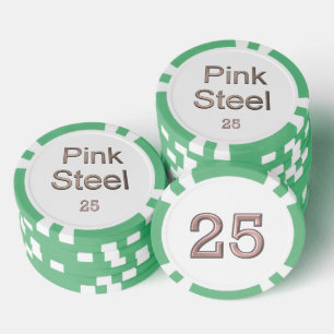 Rosa Stahlgrün 25-Streifen Poker-Chip Pokerchips