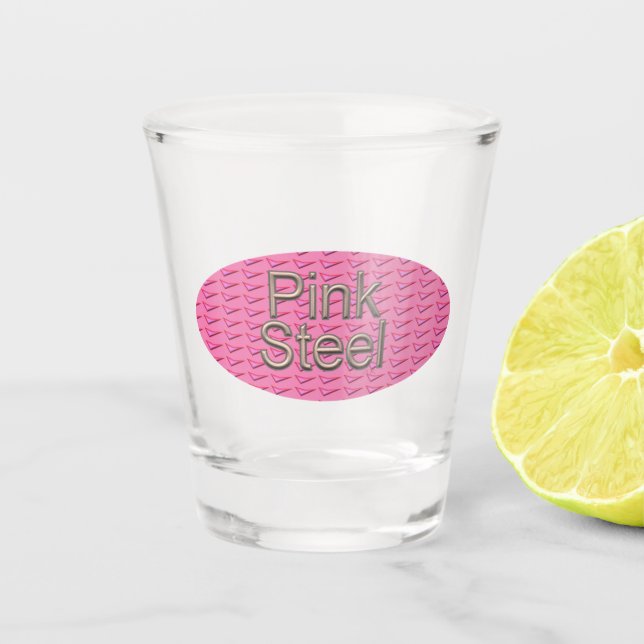 Rosa Stahlschussglas Schnapsglas (Vorderseite)