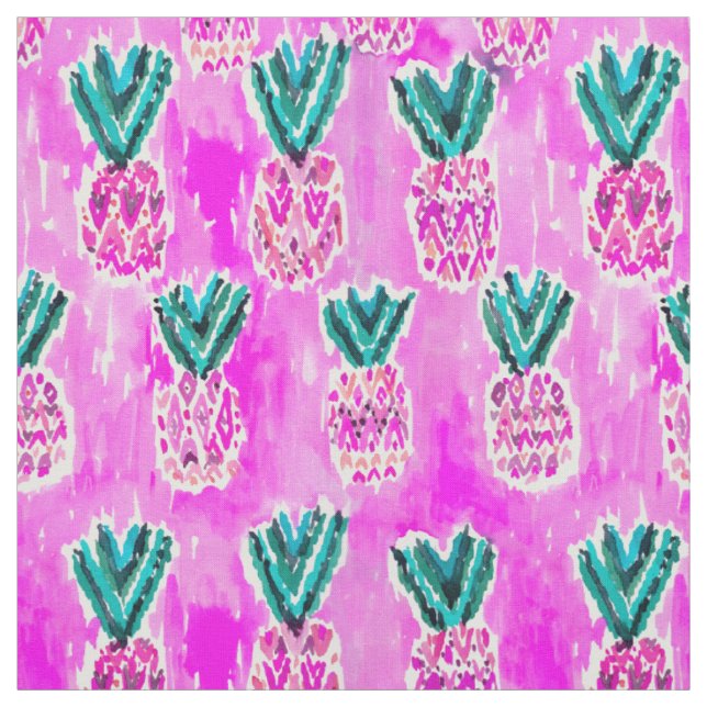 Rosa Stammes- Aquarell-Ananas-Muster Stoff (Muster)