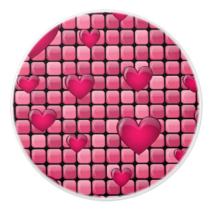 Rosa Stapel mit Herzen Keramikknauf