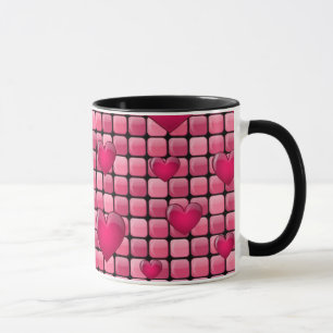 Rosa Stapel mit Herzen Tasse