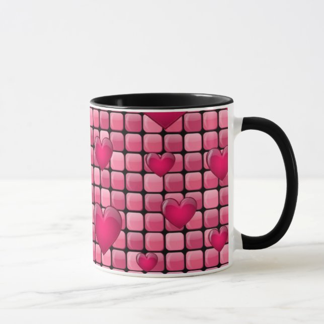 Rosa Stapel mit Herzen Tasse (Rechts)