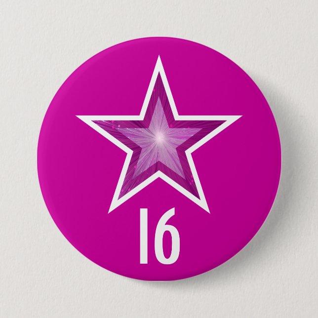 Rosa Star '16' Knopf rosa Button (Vorderseite)
