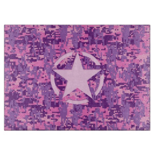 Rosa-Star-Deko im Stil digitaler Camouflage Schneidebrett
