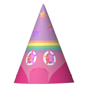 Rosa Star Eyes Rainbow Party Hat Partyhütchen