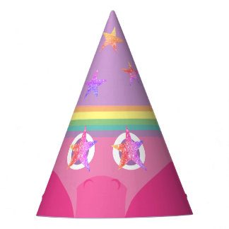 Rosa Star Eyes Rainbow Party Hat Partyhütchen