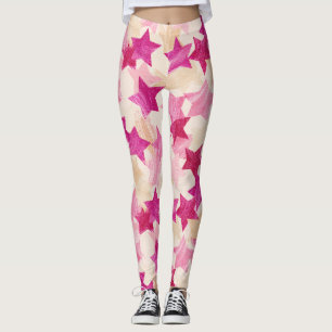 Rosa Star Seamless Muster mit Abnutzungseffekt Leggings