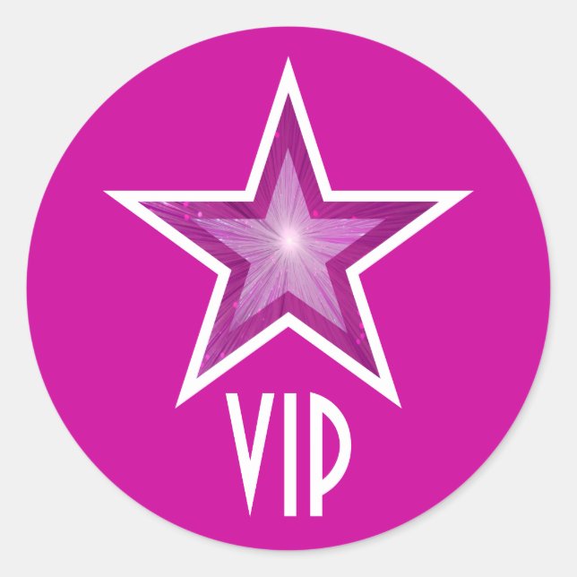 Rosa Star VIP Rundaufkleber pink Runder Aufkleber (Vorderseite)