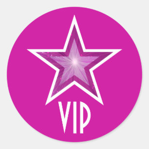 Rosa Star VIP Rundaufkleber pink Runder Aufkleber