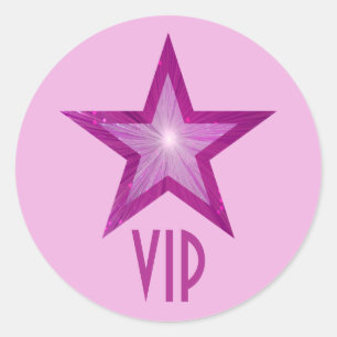 Rosa Star VIP Rundaufkleber pinkfarben Runder Aufkleber