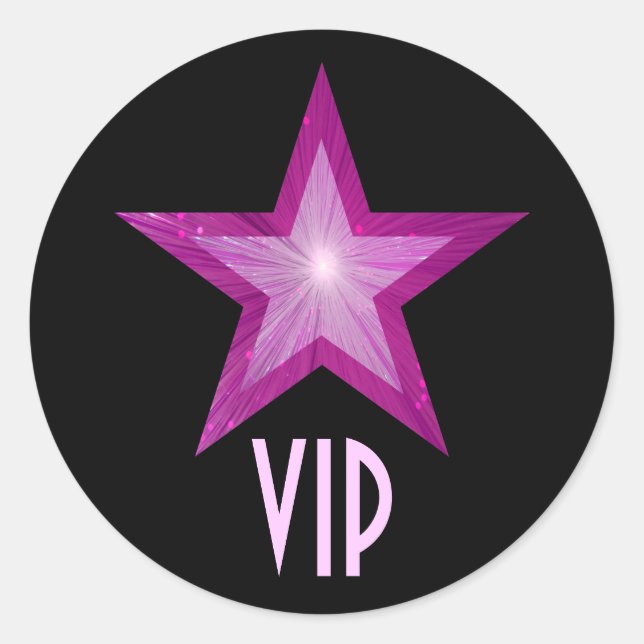 Rosa Star VIP Rundaufkleber schwarz Runder Aufkleber (Vorderseite)