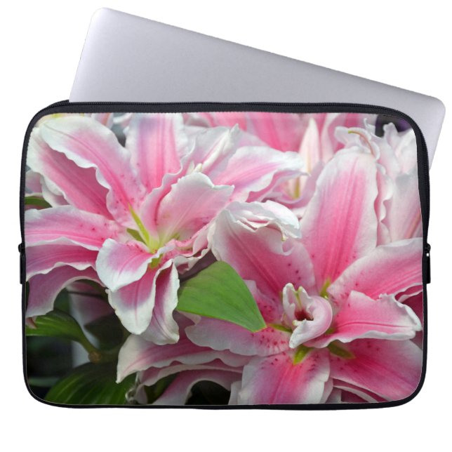 Rosa Stargazer Lilie Blume Laptop-Hülle Laptopschutzhülle (Vorderseite)