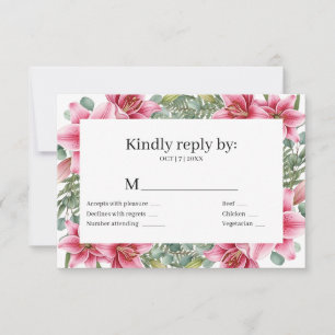 Rosa Stargazer-Lilie Hochzeit RSVP-Karte RSVP Karte