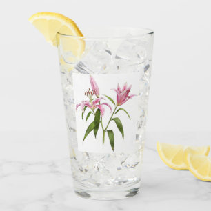 Rosa Stargazer Lily Floral Botanische Kunst Glas