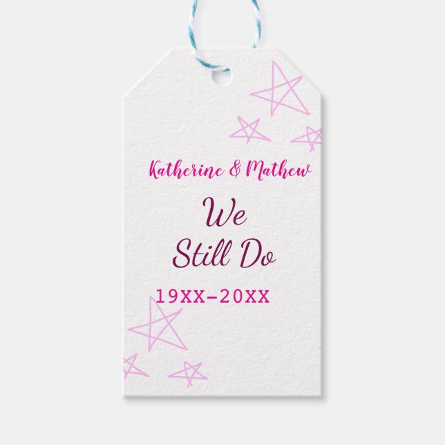 Rosa Stars Jubiläum der Erneuerung Moderne Geschenkanhänger (Vorderseite)