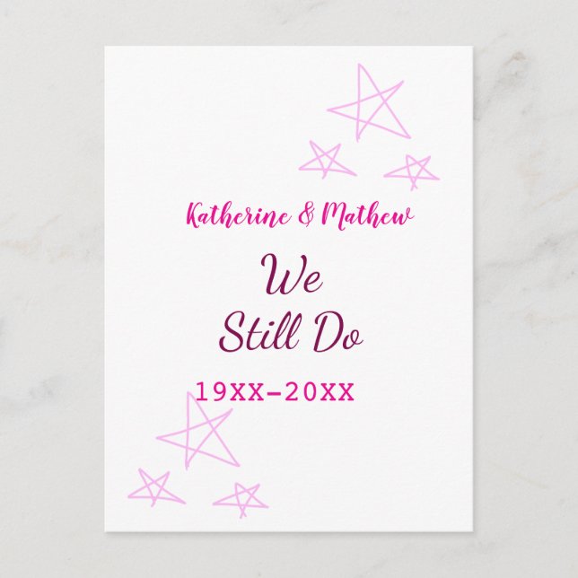 Rosa Stars Jubiläum der Erneuerung Moderne Postkarte (Vorderseite)