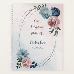 rosa staubblau marineblau floral grün Hochzeit Planer