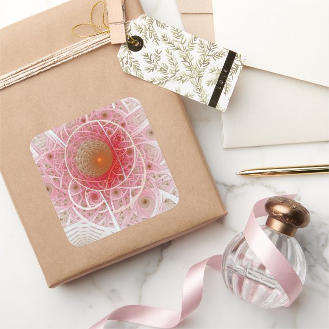 Rosa Steampunk-Abstrakt Quadratischer Aufkleber (Schenken)