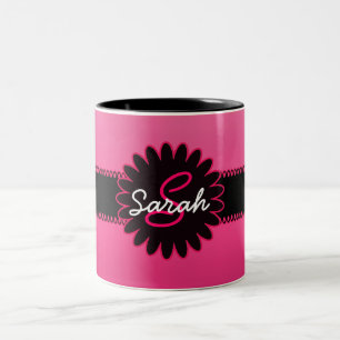 Rosa Steigungs-Monogramm Zweifarbige Tasse
