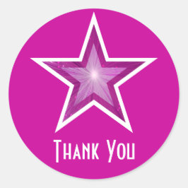 Rosa Stern "Danke", runder Aufkleber pink