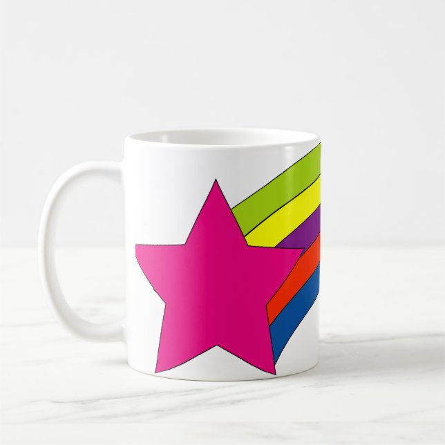 Rosa Stern und Regenbogen Niedlich Kaffeetasse (Links)