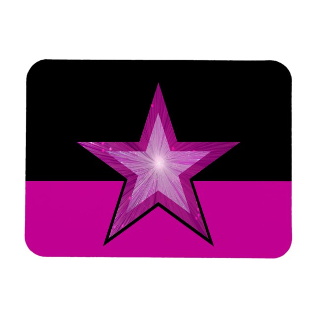 Rosa Sterne flexibler Magnet schwarz pink (Horizontal)