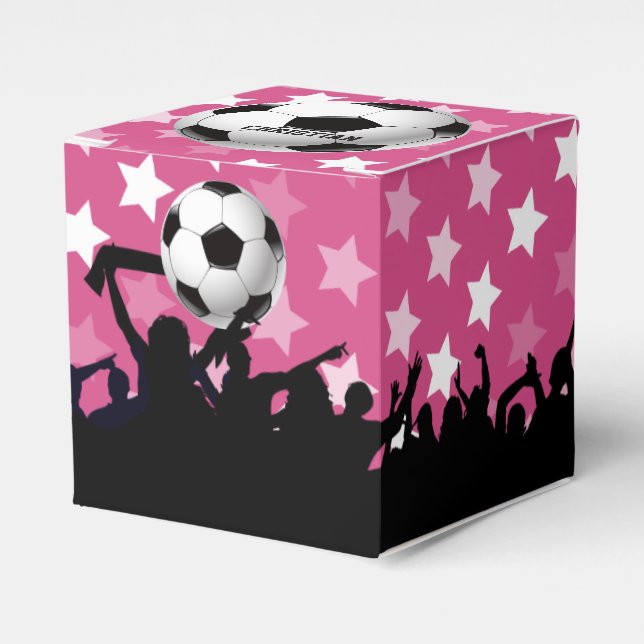 Rosa Sterne Fußball und Ventilatoren Geschenkschachtel (Vorderseite)