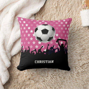 Rosa Sterne Fußball und Ventilatoren Kissen