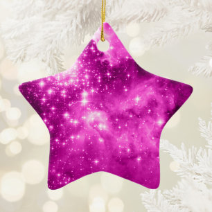 Rosa Sterne Keramik Ornament