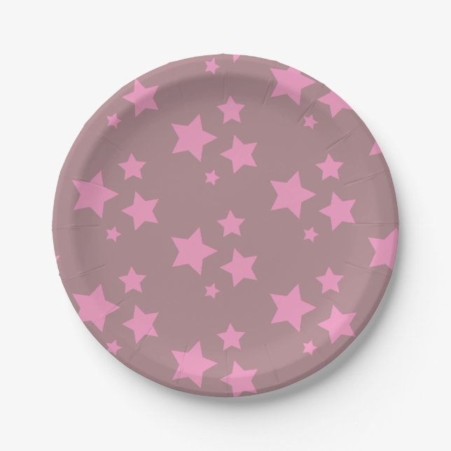 Rosa Sterne Kinder Baby Circus Party Pappteller (Vorderseite)