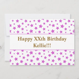 Rosa Sterne mit Botschaft zum Geburtstag Einladung