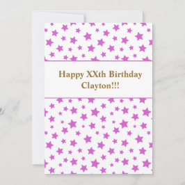 Rosa Sterne mit Botschaft zum Geburtstag Einladung