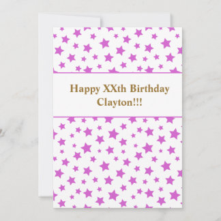 Rosa Sterne mit Botschaft zum Geburtstag Einladung