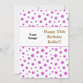 Rosa Sterne mit Message Foto Geburtstag Einladung