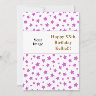 Rosa Sterne mit Message Foto Geburtstag Einladung