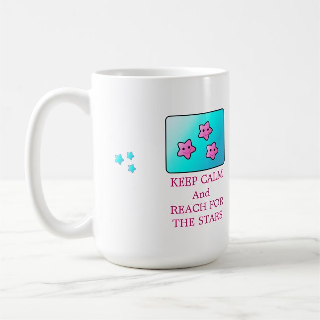 Rosa Sterne mit Sprichwort Kaffeetasse (Links)