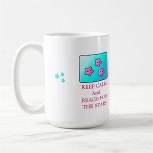 Rosa Sterne mit Spruch Kaffeetasse