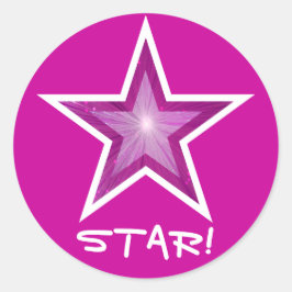 Rosa Sterne 'STAR' runder Aufkleber pink!