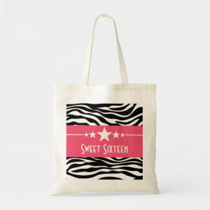 Rosa Sterne Zebra Print Sweet 16 Beutel Tragetasche
