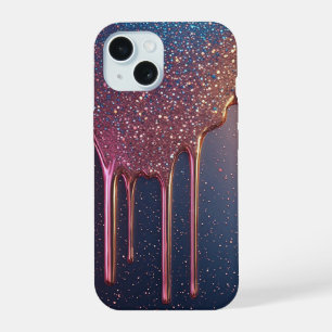 Rosa Sternenstaub Glitter-Tropfen ✨ Funkelnde Ster iPhone 15 Hülle